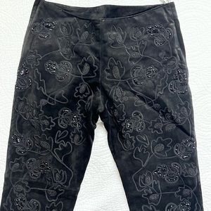 Bebe suede beaded embroidery pants